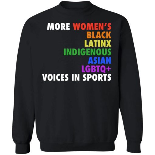 More Women’s Black Latinx Indigenous Asian Lgbtq Voices In Sports Shirt, long Sleeve, hoodie