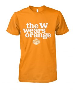 the W wears orange T-shirt