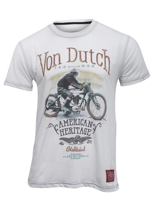 Von Dutch mens heritage motorcycle crew neck short sleeve t shirt snow warm