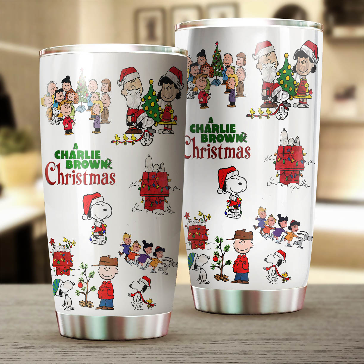 Peanuts Merry Christmas 20 oz. Foil Travel Cup with Straw