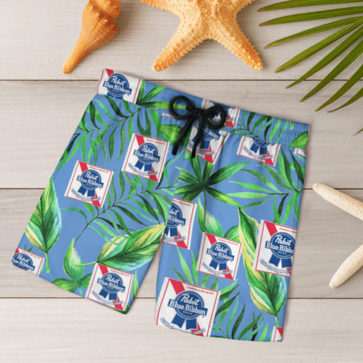 Pabst Blue Ribbon Beer Hawaiian Shirts, Beach Short