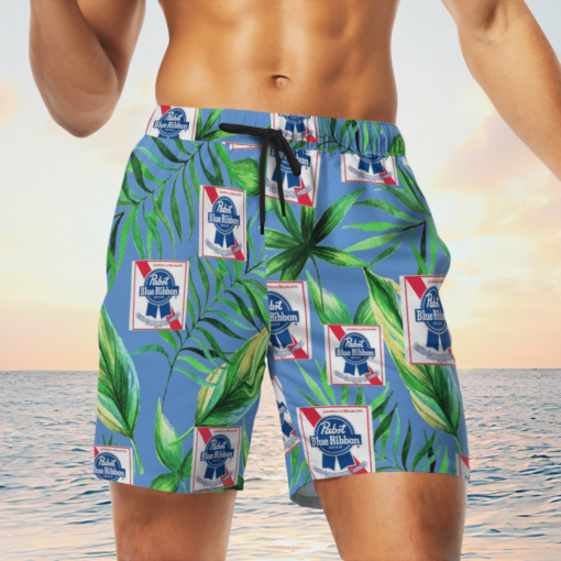 Pabst Blue Ribbon Beer Hawaiian Shirts, Beach Short