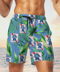 Pabst Blue Ribbon Beer Hawaiian Shirts, Beach Short