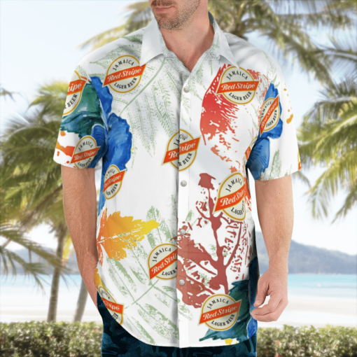 Red Stripe Beer Hawaiian Shirts, Beach Short