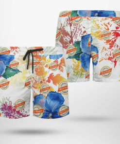 Red Stripe Beer Hawaiian Shirts, Beach Short