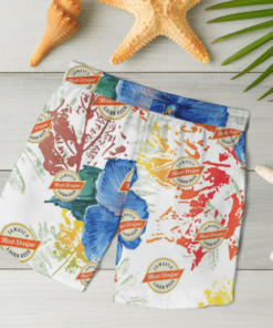 Red Stripe Beer Hawaiian Shirts, Beach Short