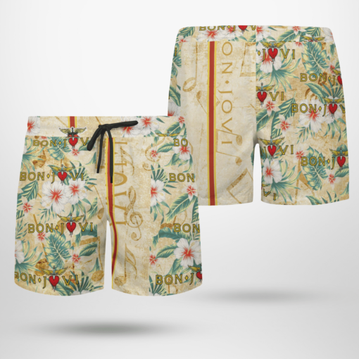 Bon Jovi Band Hawaiian Shirts, Beach Short