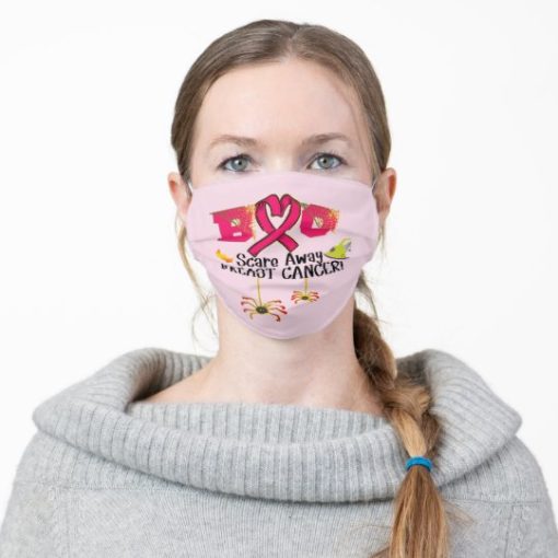 Boo Scare Away Breast Cancer Halloween Face Mask