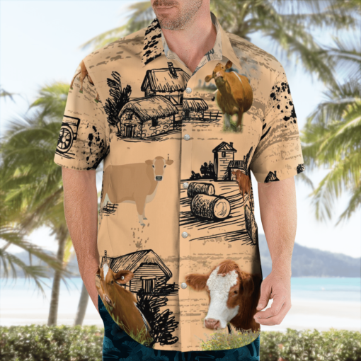 Guernsey Cattle Loves Hawaiian Shirts, Beach Short