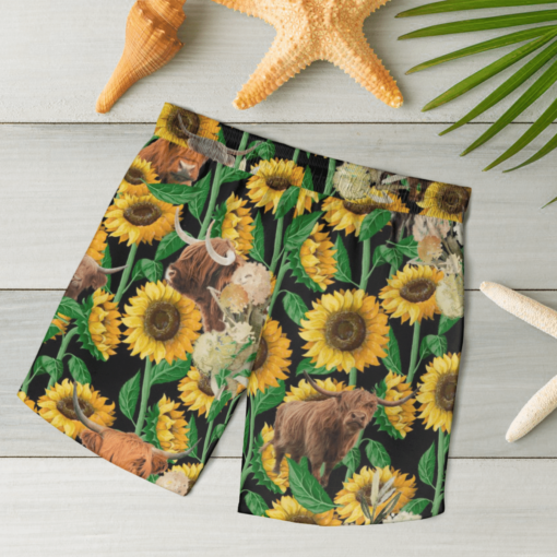 Highland Cattle Loves Hawaiian Shirts, Beach Short