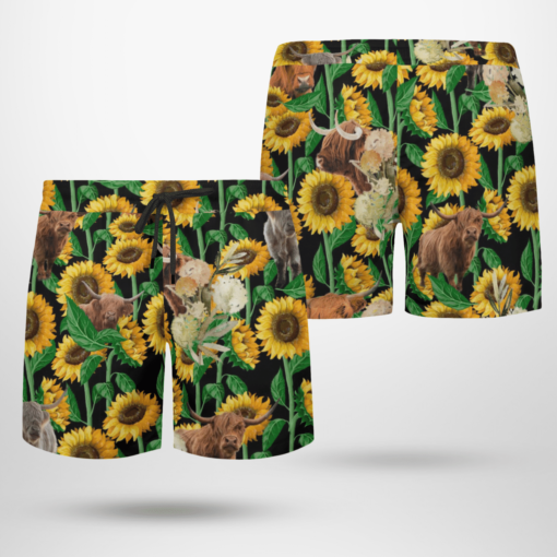 Highland Cattle Loves Hawaiian Shirts, Beach Short