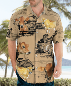 Jersey Cattle Loves Hawaiian Shirts, Beach Short