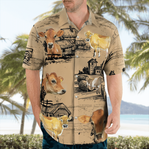 Jersey Cattle Loves Hawaiian Shirts, Beach Short