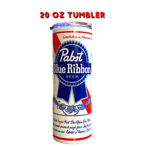 Pabst Blue Ribbon beer Skinny Tumbler 20oz 30oz