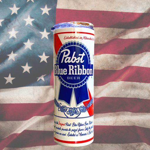 Pabst Blue Ribbon beer Skinny Tumbler 20oz 30oz