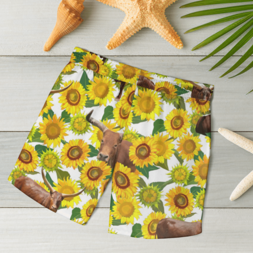 Watusi Cattle Loves Hawaiian Shirts, Beach Short