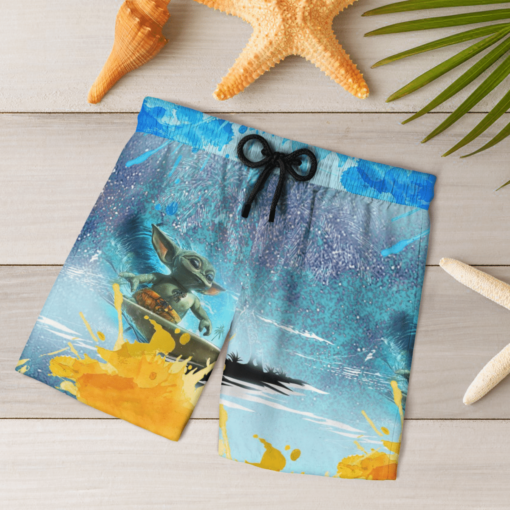 Baby Yoda Surfing Star Wars Hawaiian Shirts, Beach Short