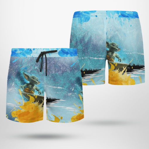 Baby Yoda Surfing Star Wars Hawaiian Shirts, Beach Short