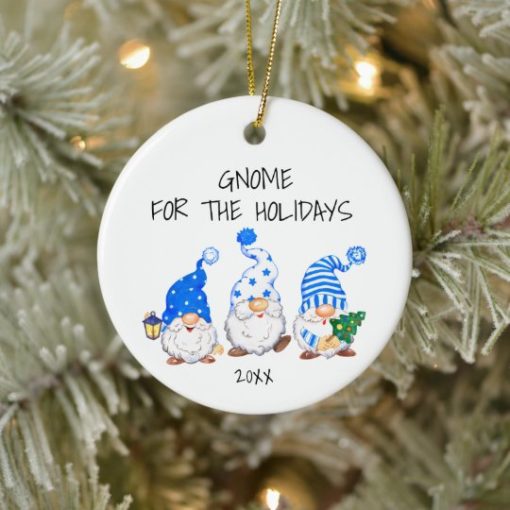 Funny Christmas Gnome For the Holidays Year Circle Ornament