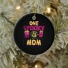One Spooky Mama Bleached Messy Bun Funny Halloween Ornament