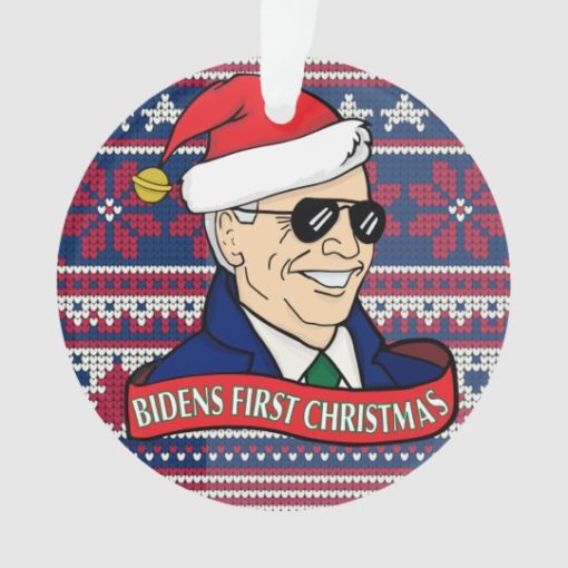 President Joe Bidens First Christmas Acrylic Circle Ornament 1