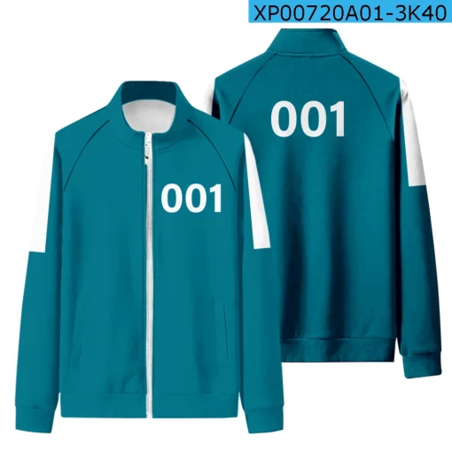 Squid Game 3D printed long sleeve zipper jacket and pants sets kpop popular TV series clothes set 2