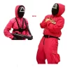 Squid game villain Red jumpsuit cosplay costume Halloween party Round Six mask 1
