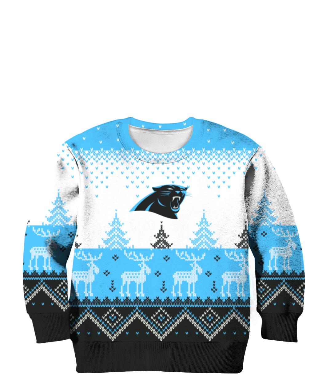 Men's FOCO White Carolina Panthers Big Logo Knit Ugly Pullover Sweater