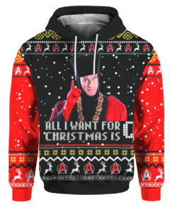 John De Lancie all I want for Christmas is Q Ugly Christmas sweater