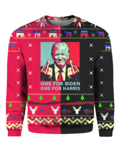 Trump Middle Finger Biden Harris Ugly Christmas Sweater