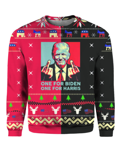 Trump Middle Finger Biden Harris Ugly Christmas Sweater