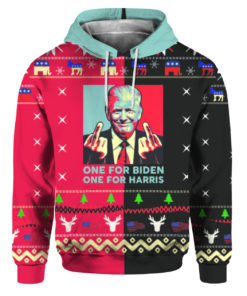 Trump Middle Finger Biden Harris Ugly Christmas Sweater