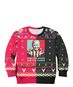 Trump Middle Finger Biden Harris Ugly Christmas Sweater