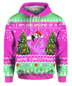 Pink Flamingo I'm Dreaming Of A Wine Christmas Sweater