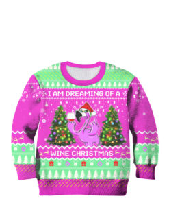 Pink Flamingo I'm Dreaming Of A Wine Christmas Sweater