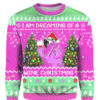 Pink Flamingo I'm Dreaming Of A Wine Christmas Sweater