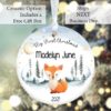 Baby Fox Boy Girl Watercolor Babys First Christmas Ornament 1