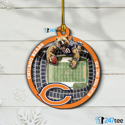 Chicago Bears NFL 3D Stadium Christmas Wood Ornament 1