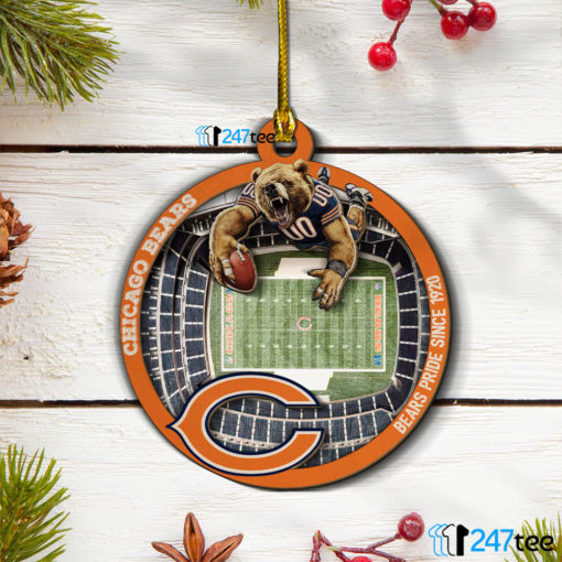 Chicago Bears NFL 3D Stadium Christmas Wood Ornament