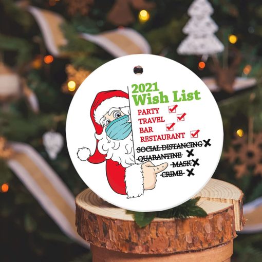 Christmas Tree Santa Claus Wish List 2021 Ornament 1