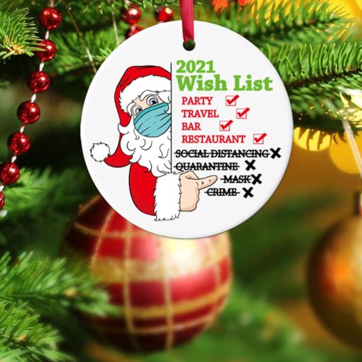 Christmas Tree Santa Claus Wish List 2021 Ornament 12