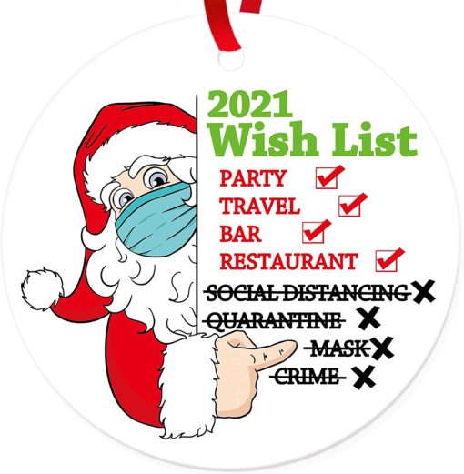 Christmas Tree Santa Claus Wish List 2021 Ornament