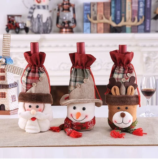 Christmas Wine Bottle Cover Merry Christmas Decorations For Home 2021 Natal Christmas Ornaments 4
