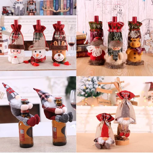 Christmas Wine Bottle Cover Merry Christmas Decorations For Home 2021 Natal Christmas Ornaments 6