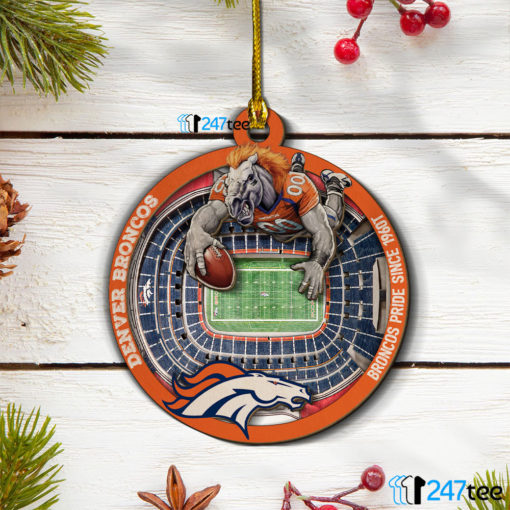 Denver Broncos NFL 3D Stadium Christmas Wood Ornament