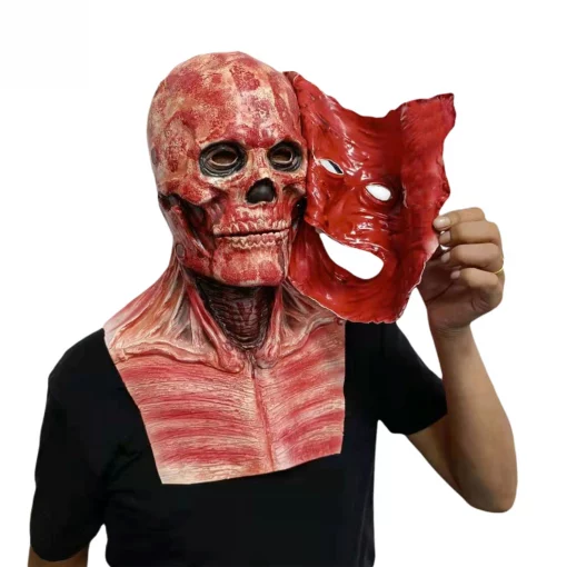 Double layer Halloween 2021 Ripped Mask Bloody Horror Skull Latex Mask 4
