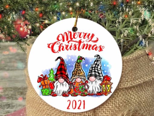 Gnome Santa Claus Merry Christmas 2021 Ornament 1