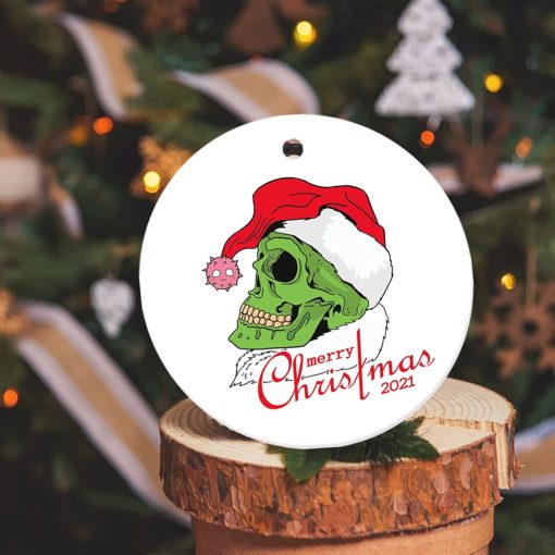 Green Skull Head 2021 Christmas Ornament Quarantine Commemorative Pandemic Ornament 1