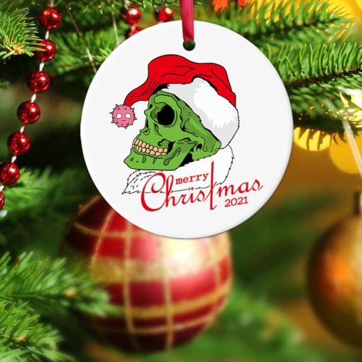 Green Skull Head 2021 Christmas Ornament Quarantine Commemorative Pandemic Ornament 2