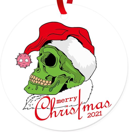 Green Skull Head 2021 Christmas Ornament Quarantine Commemorative Pandemic Ornament